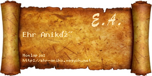 Ehr Anikó névjegykártya